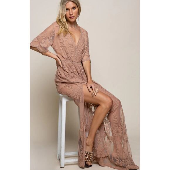 POL Crochet Lace Romper/Maxi Dress Size M/L - Picture 2 of 8